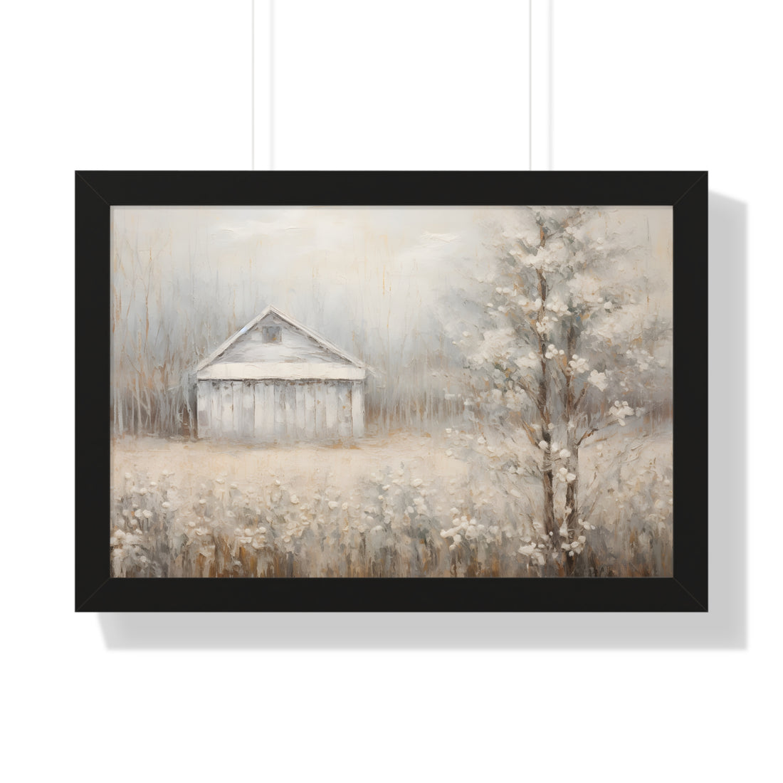 Framed Paper Print - Whispers of Winter Barn