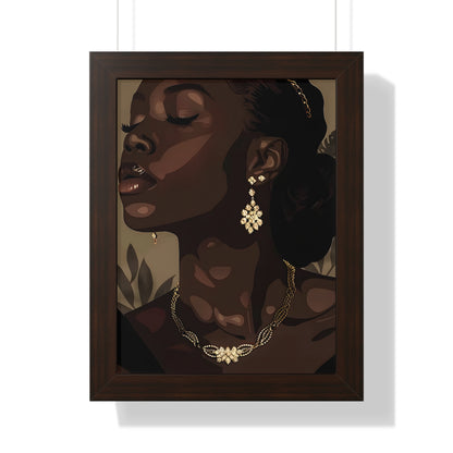 Framed Paper Print - Golden Melanin Muse