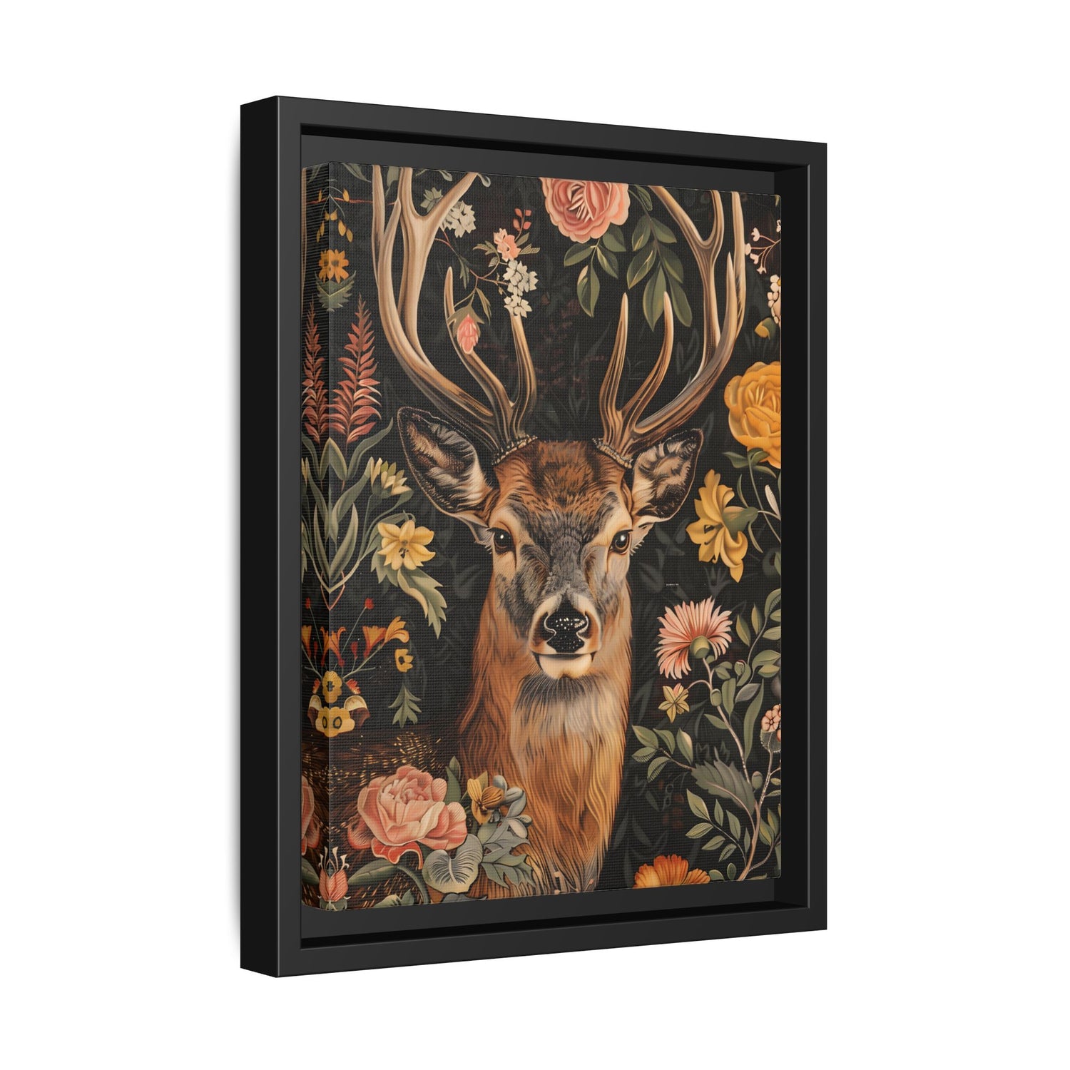 Framed Canvas - Floral Deer Majesty
