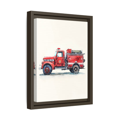 Framed Canvas - Vintage Firetruck Nursery