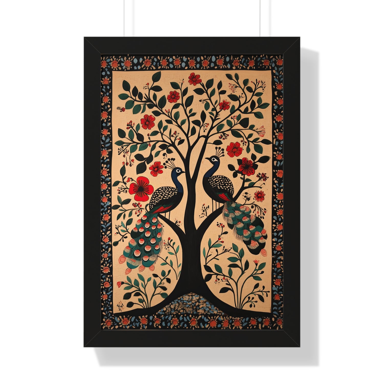 Framed Paper Print - Lovers Under Blooming Canopy