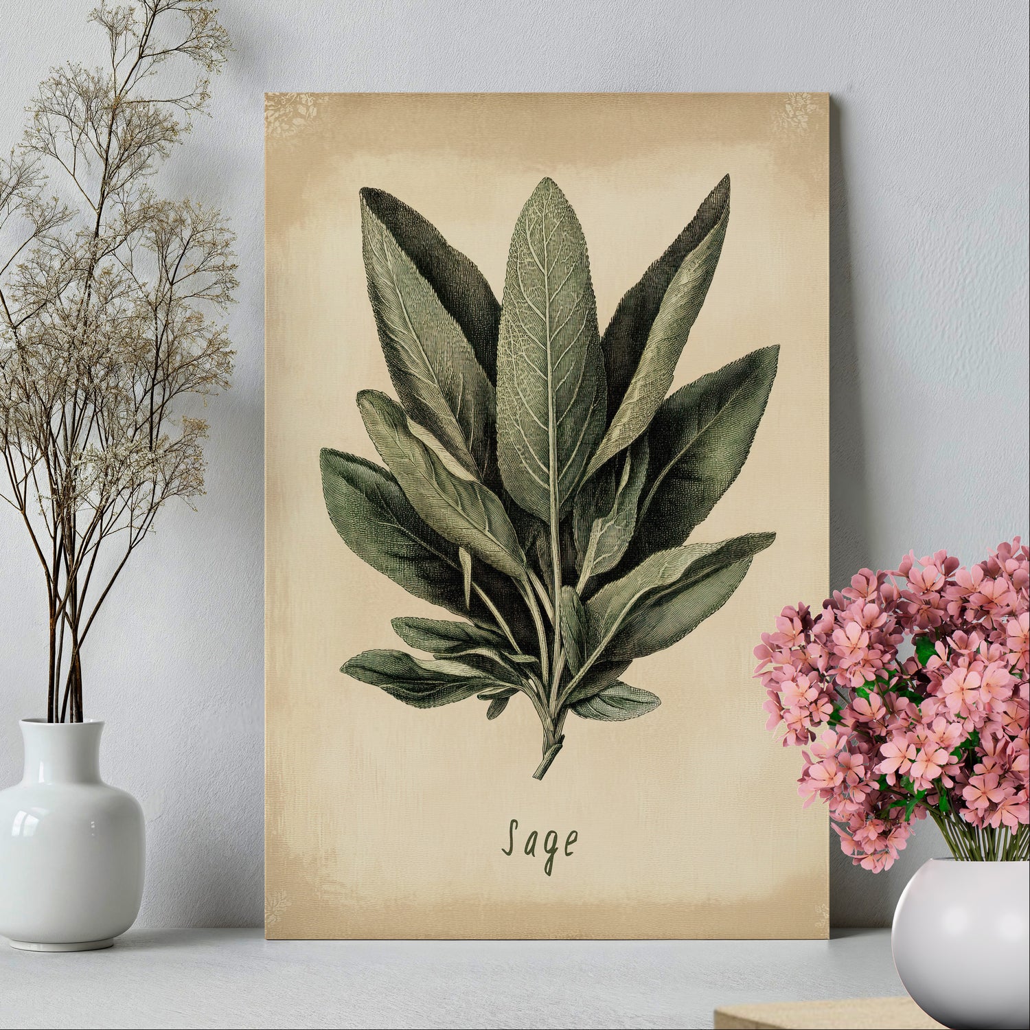 .75" Matte Canvas - Botanical Sage Study