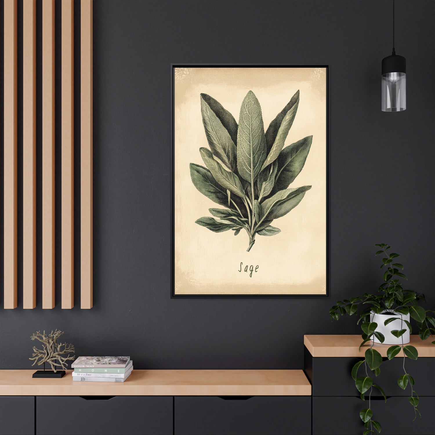 Framed Canvas - Botanical Sage Study