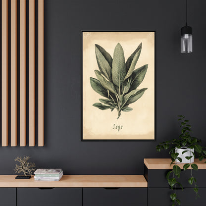 Framed Canvas - Botanical Sage Study