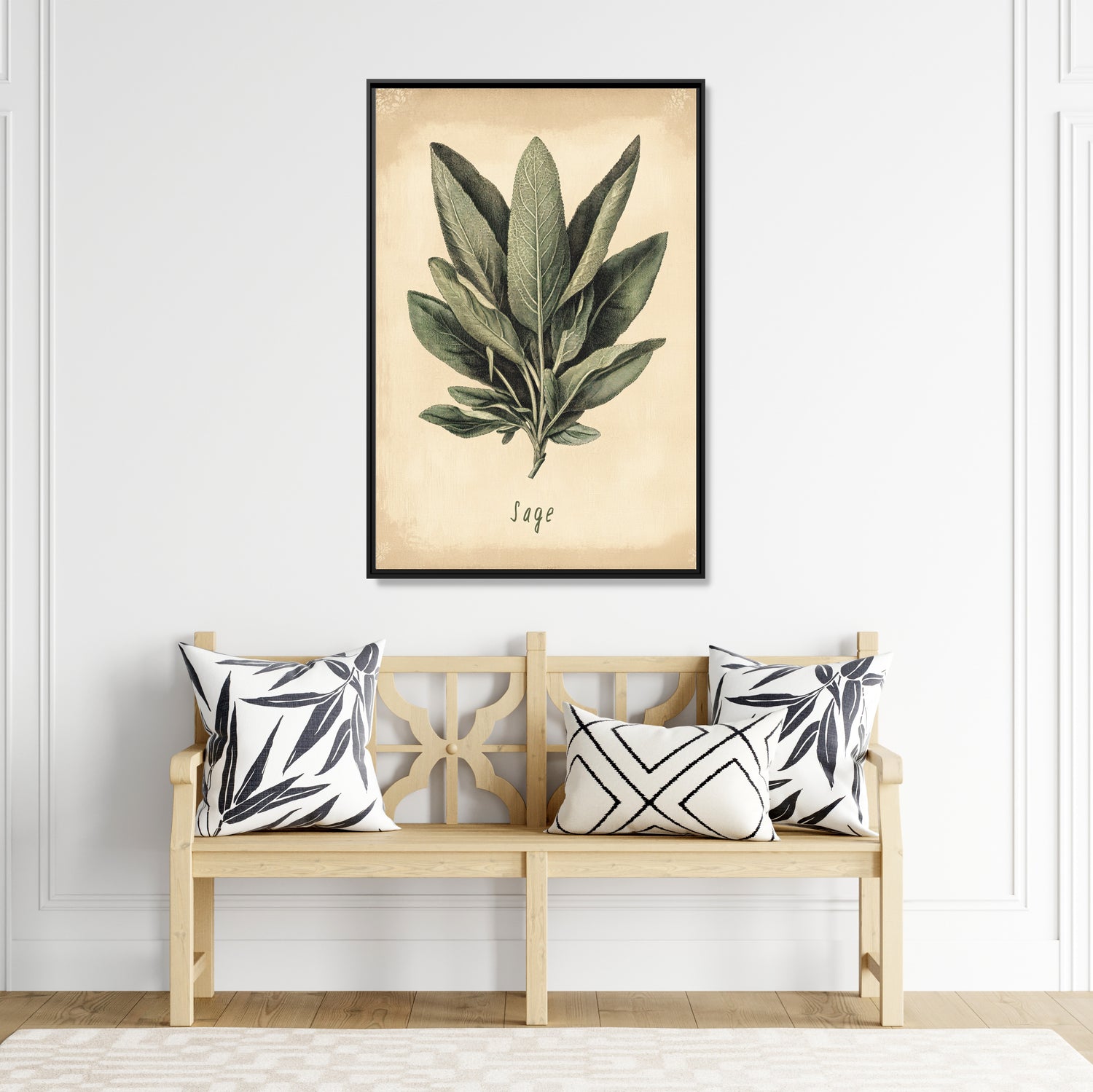 Framed Canvas - Botanical Sage Study