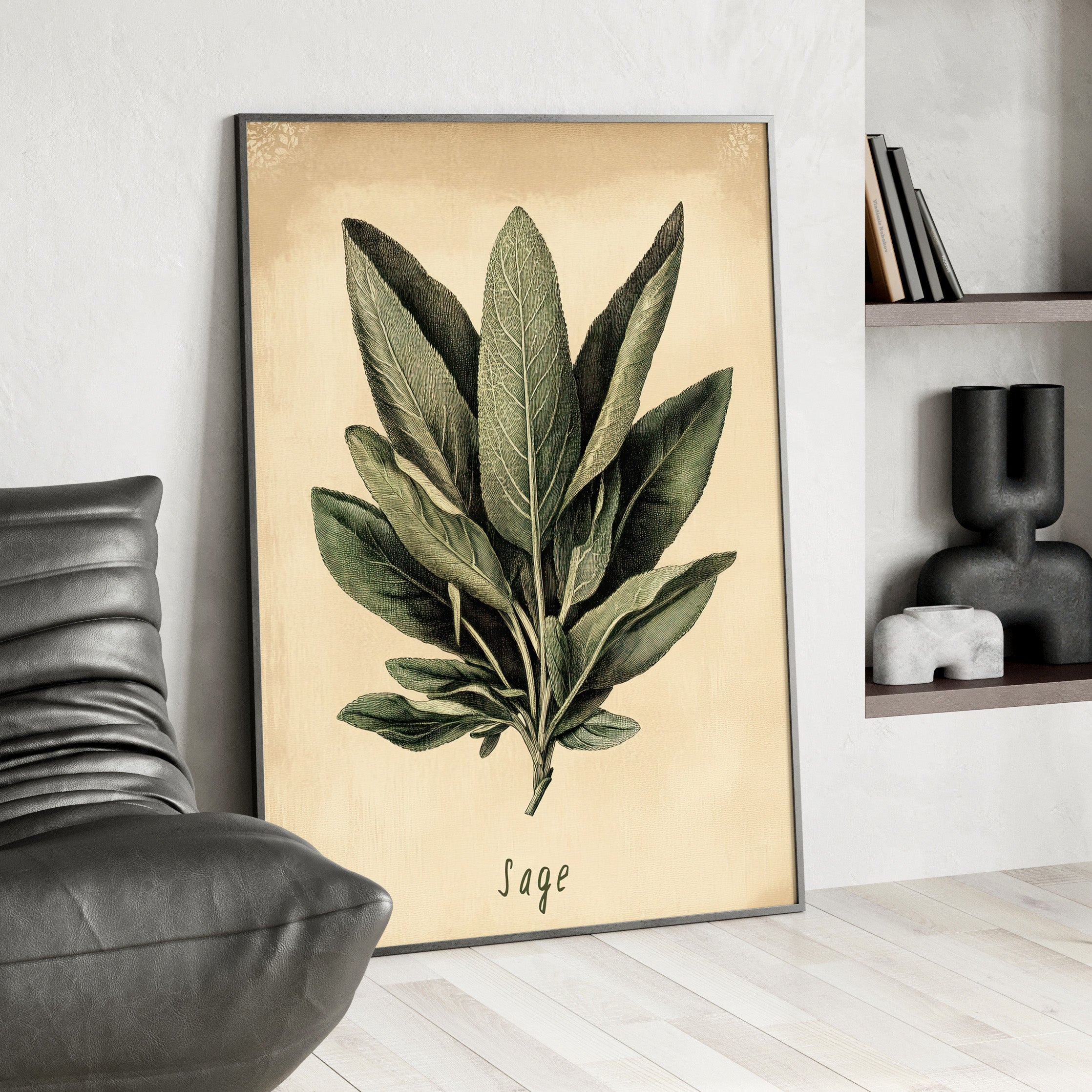 Framed Paper Print - Botanical Sage Study