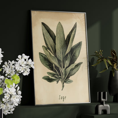 Framed Paper Print - Botanical Sage Study