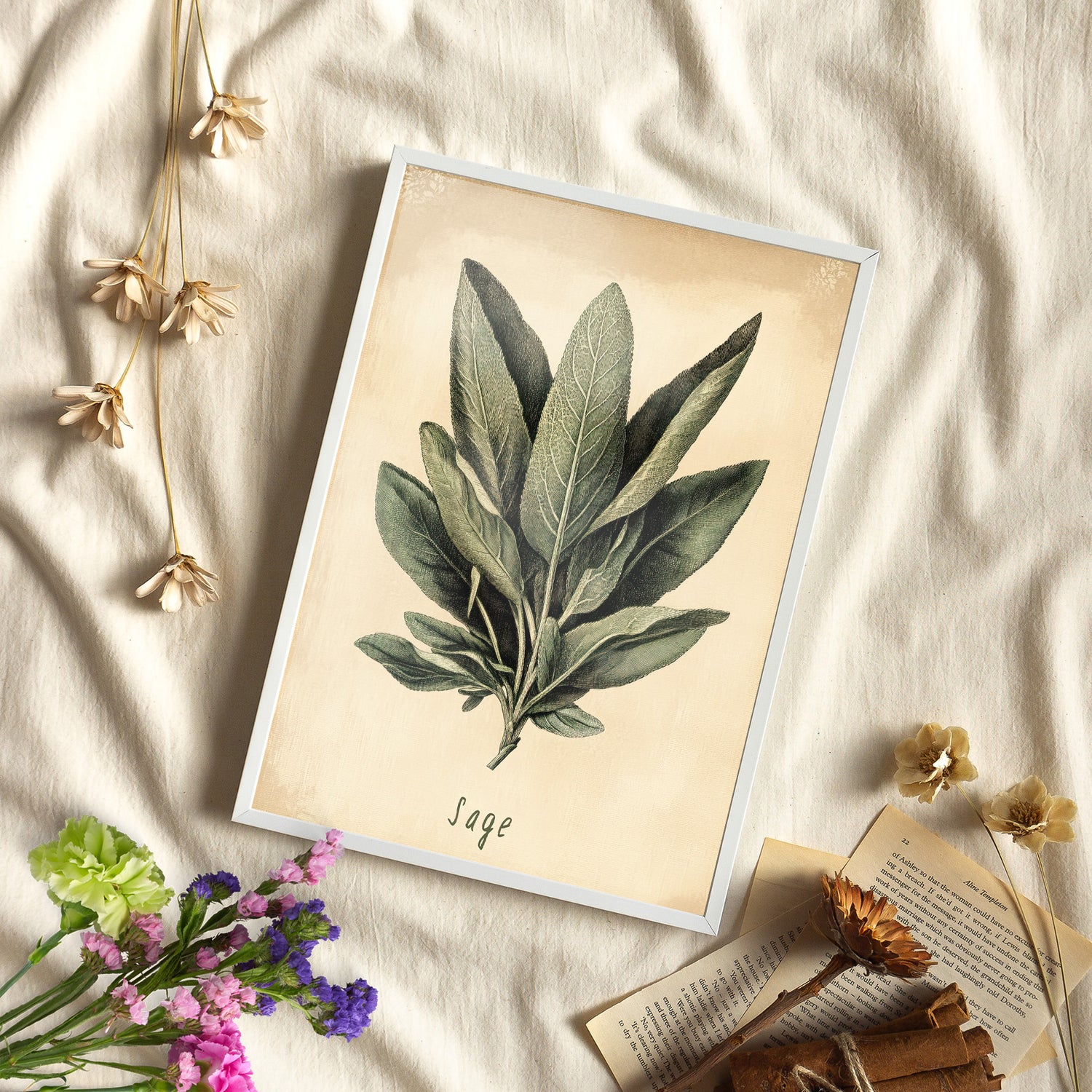 Framed Paper Print - Botanical Sage Study