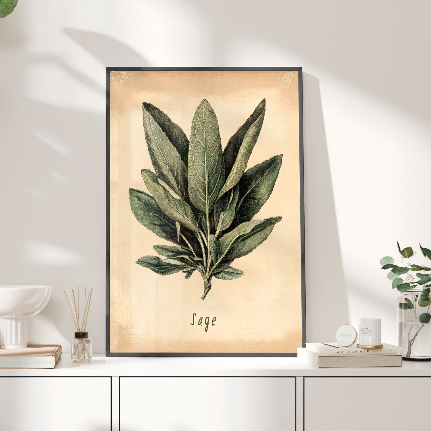 Framed Paper Print - Botanical Sage Study