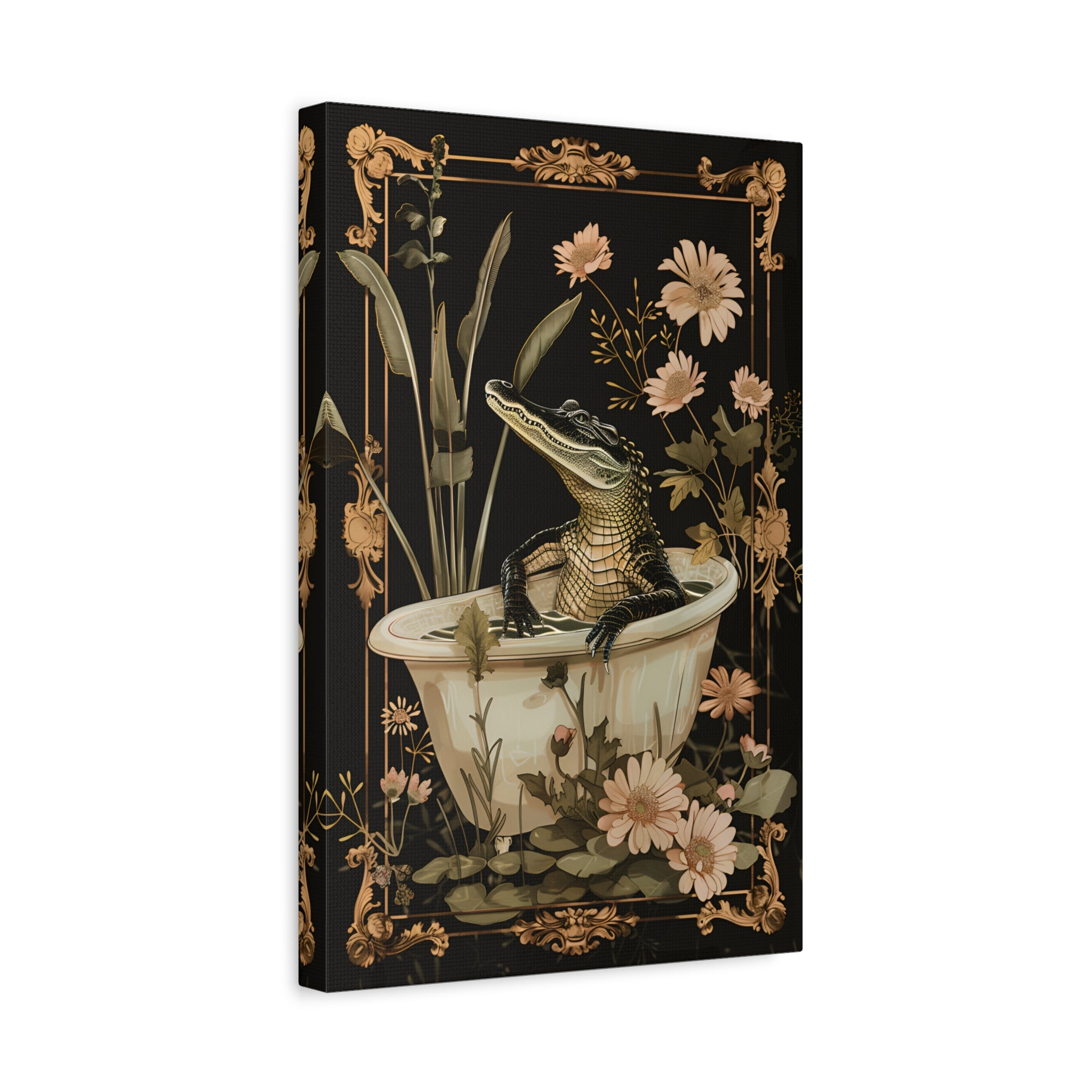 1.25" Matte Canvas - Crocodile in Bloom Bath Bliss