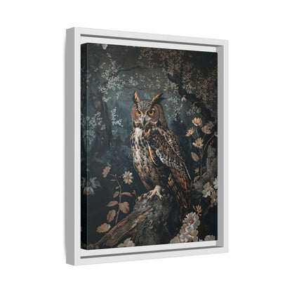Framed Canvas - Midnight Watchful Owl