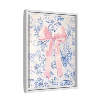 Framed Canvas - Pink Bow Floralscape