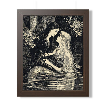 Framed Paper Print - Mermaid Fairy Midnight Kiss
