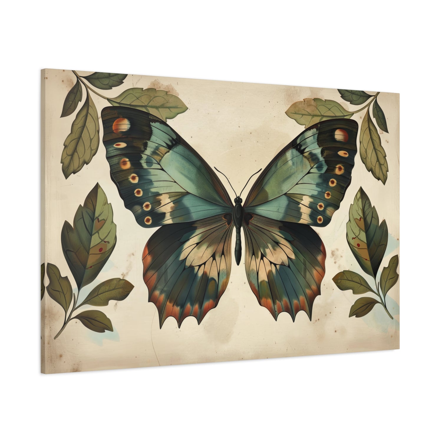 1.25" Matte Canvas - Vintage Iridescent Butterfly Bloom