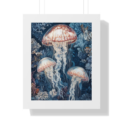 Framed Paper Print - Ethereal Ocean Jellyfish