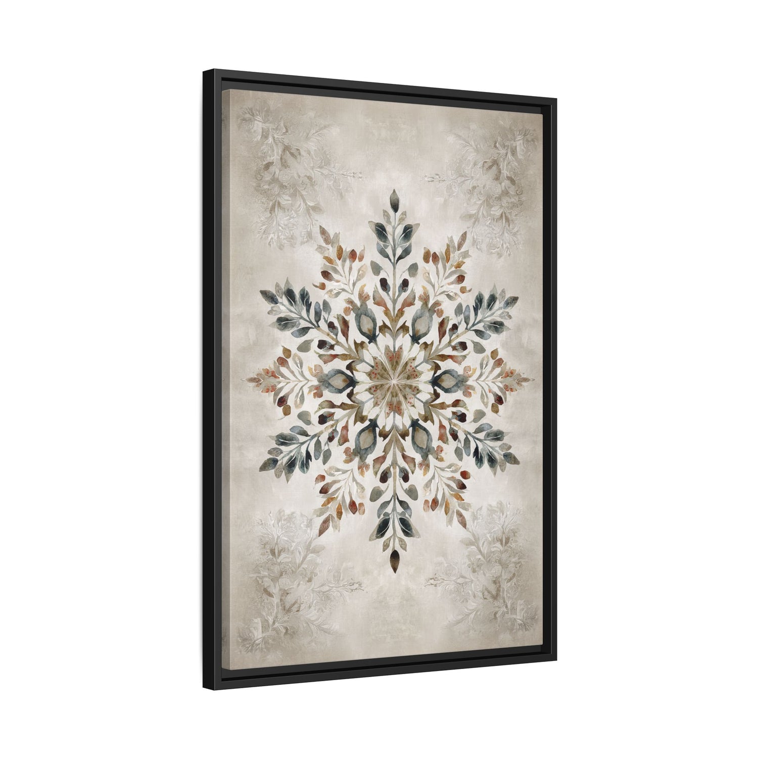 Framed Canvas - Nordic Botanical Snowflake