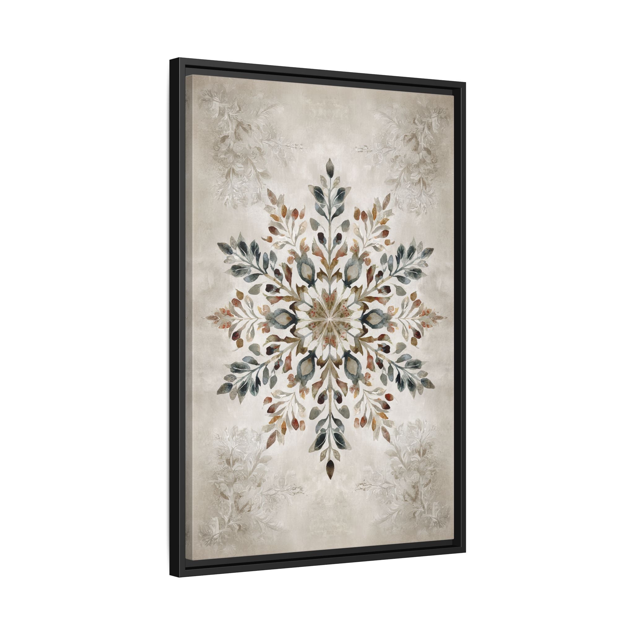 Framed Canvas - Nordic Botanical Snowflake