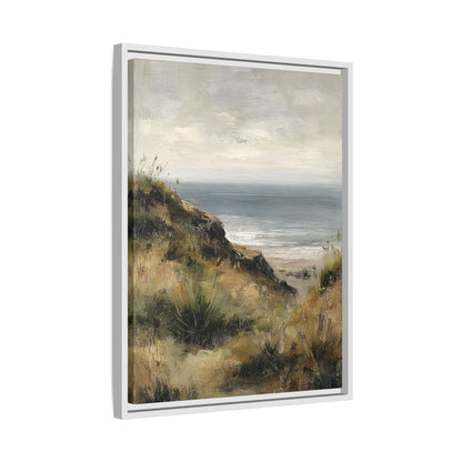 Framed Canvas - Misty Coastal Seascape