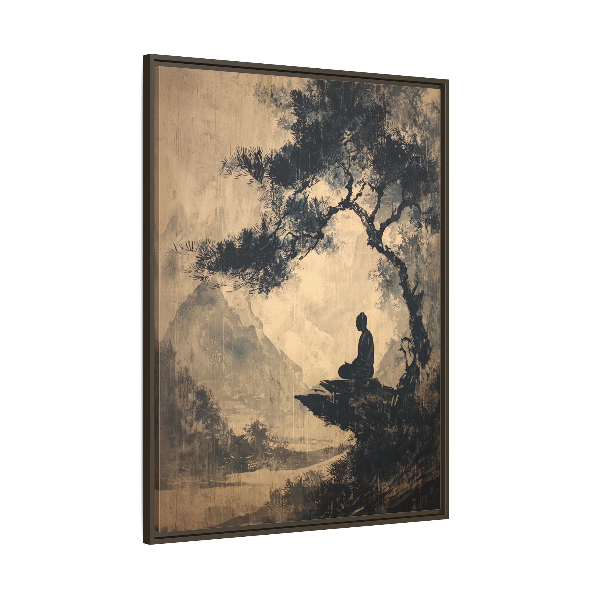 Framed Canvas - Mountain Tree Zen Silence