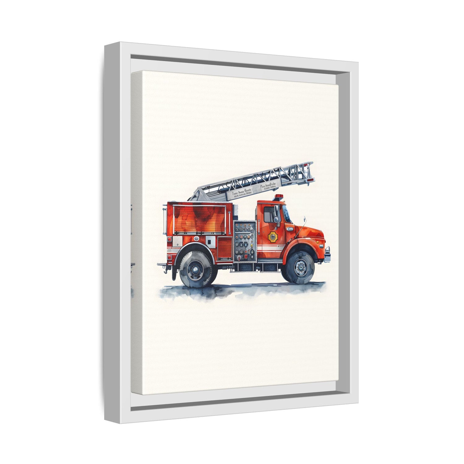 Framed Canvas - Ladder Firetruck Nursery