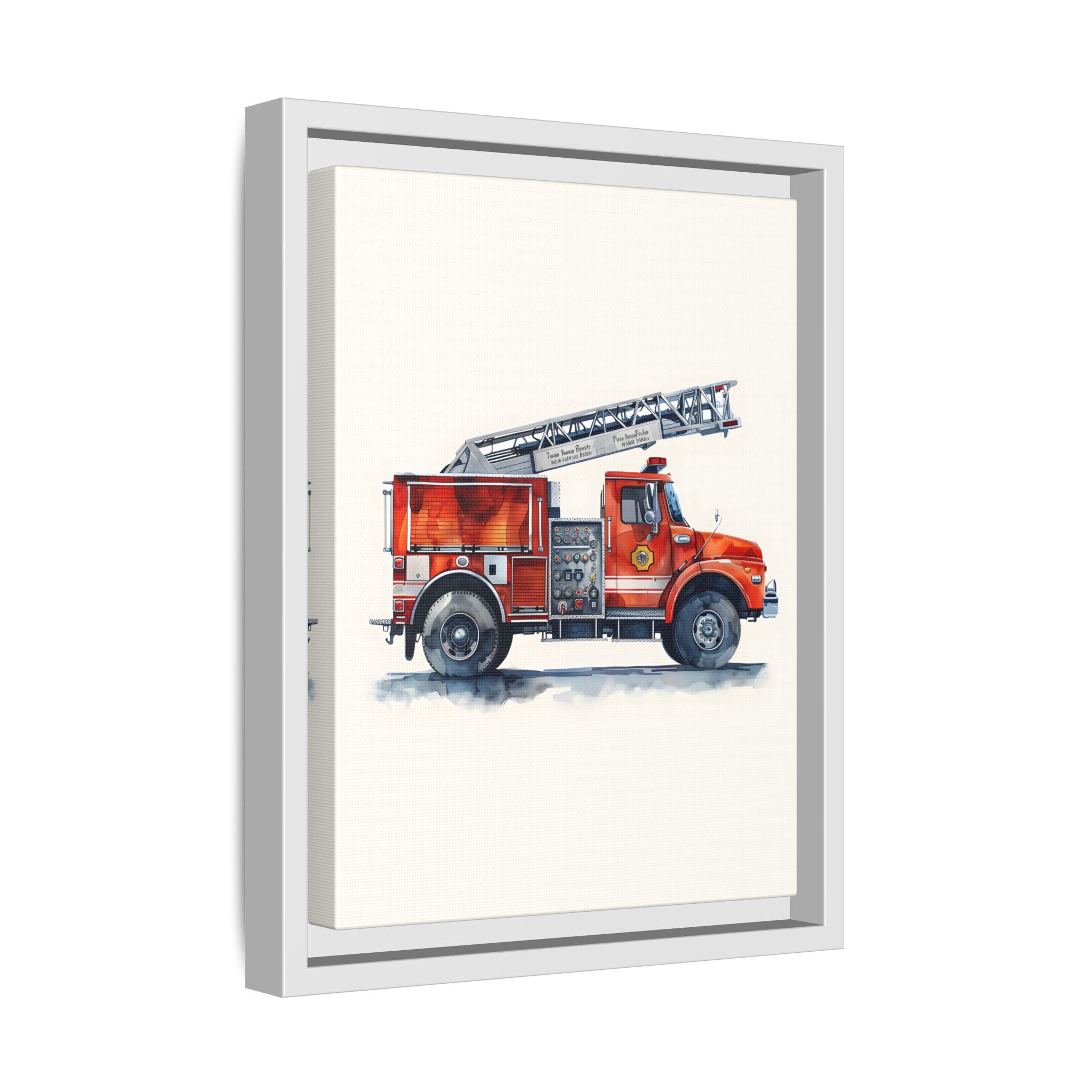Framed Canvas - Ladder Firetruck Nursery