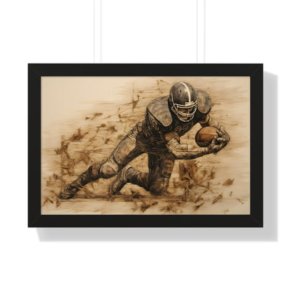 Framed Paper Print - Rustic Quarterback Dive