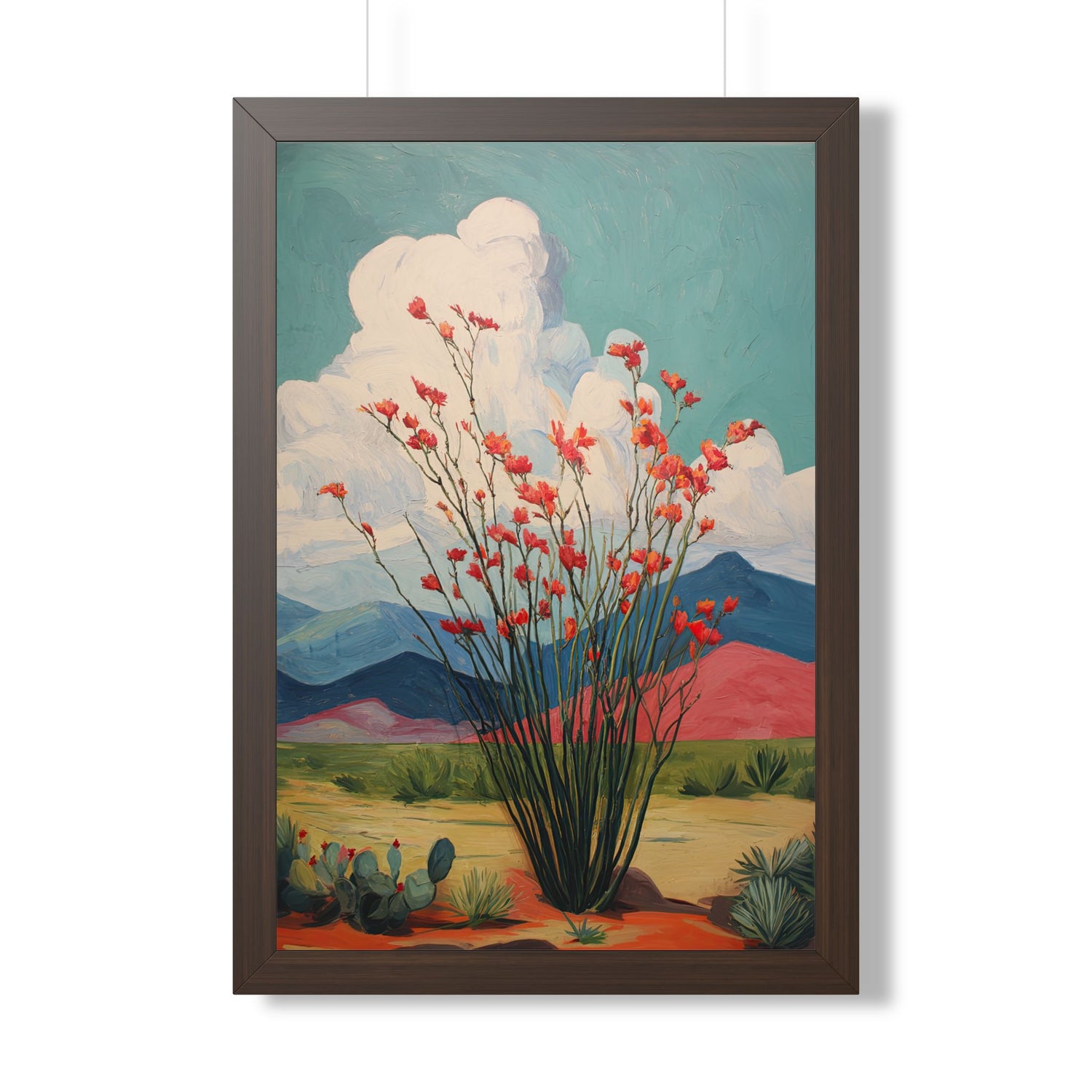 Framed Paper Print - Ocotillo Cactus Desert Bloom