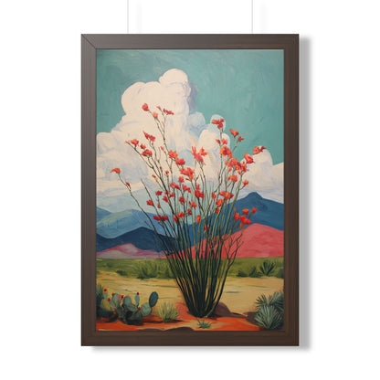Framed Paper Print - Ocotillo Cactus Desert Bloom