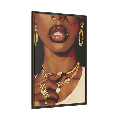 Framed Canvas - Golden Luxe Confidence Portrait