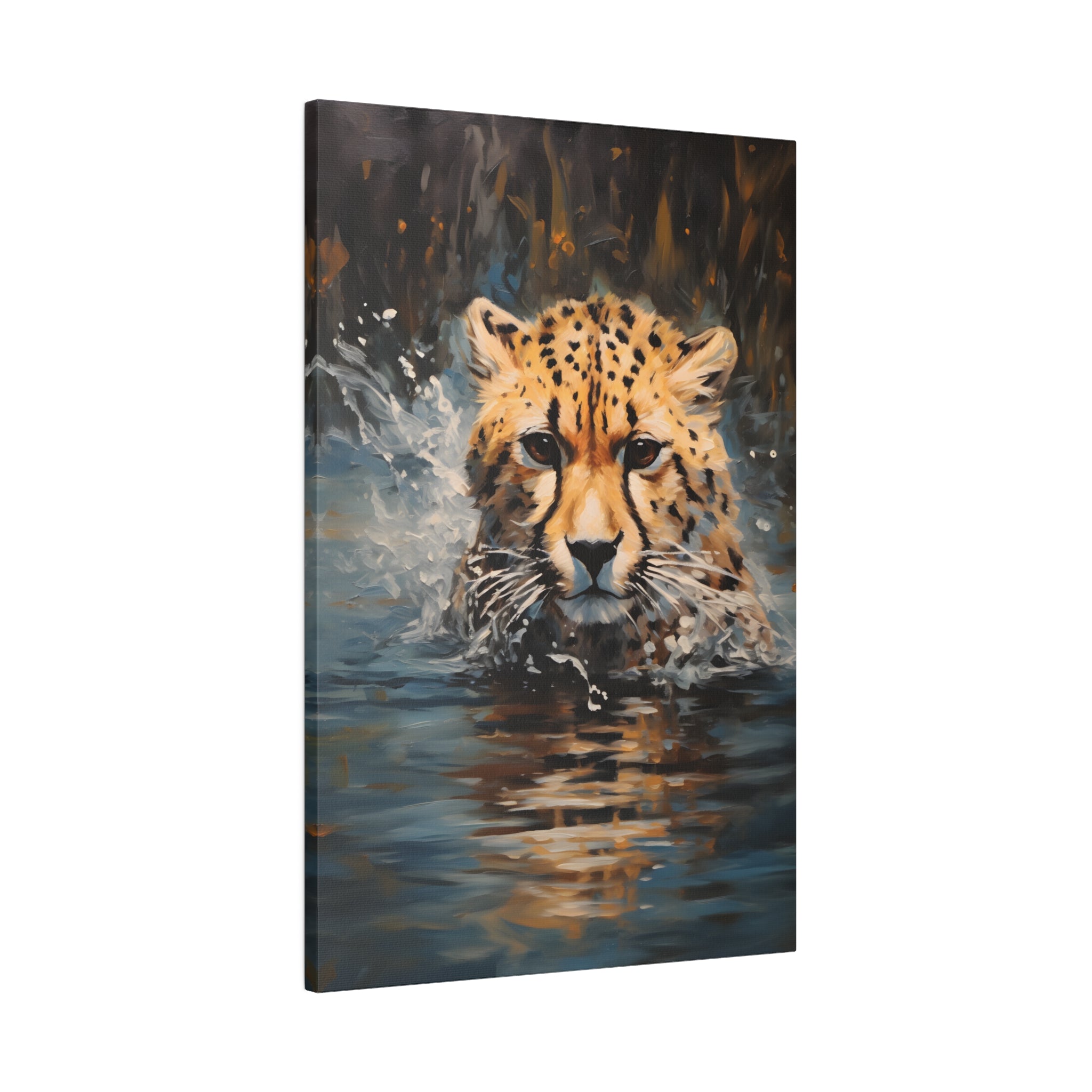 .75&quot; Matte Canvas - Aqua Sprinting Cheetah