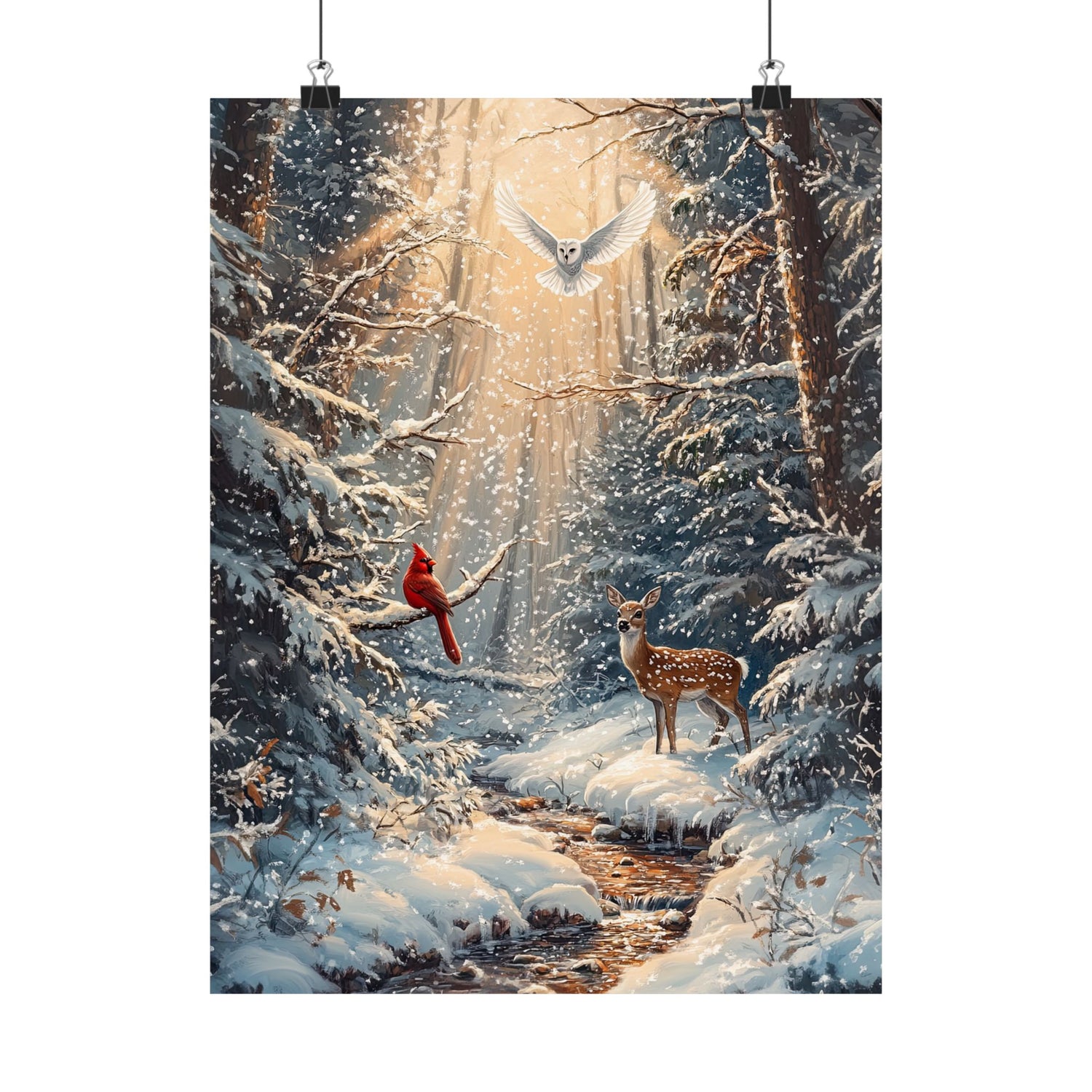 Winter Cardinal Deer Owl