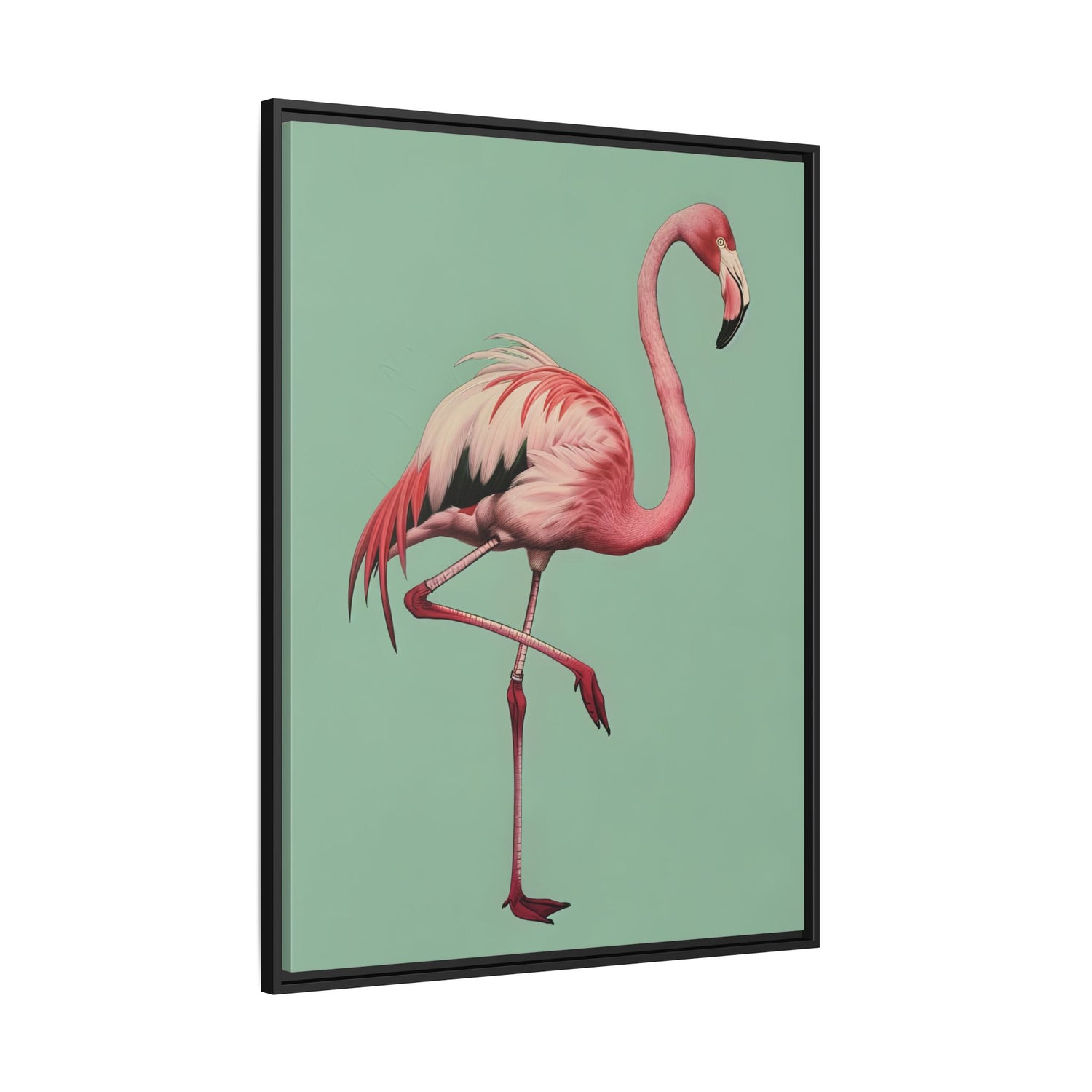 Framed Canvas - Pink Flamingo Tropical