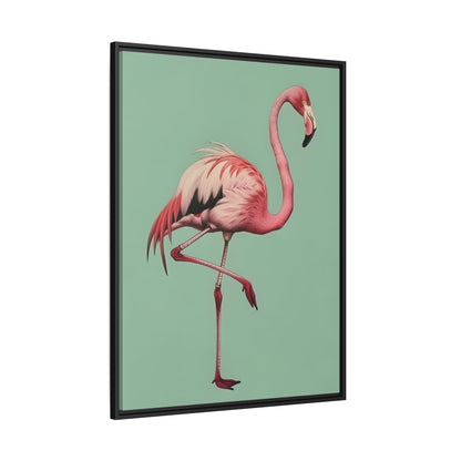 Framed Canvas - Pink Flamingo Tropical