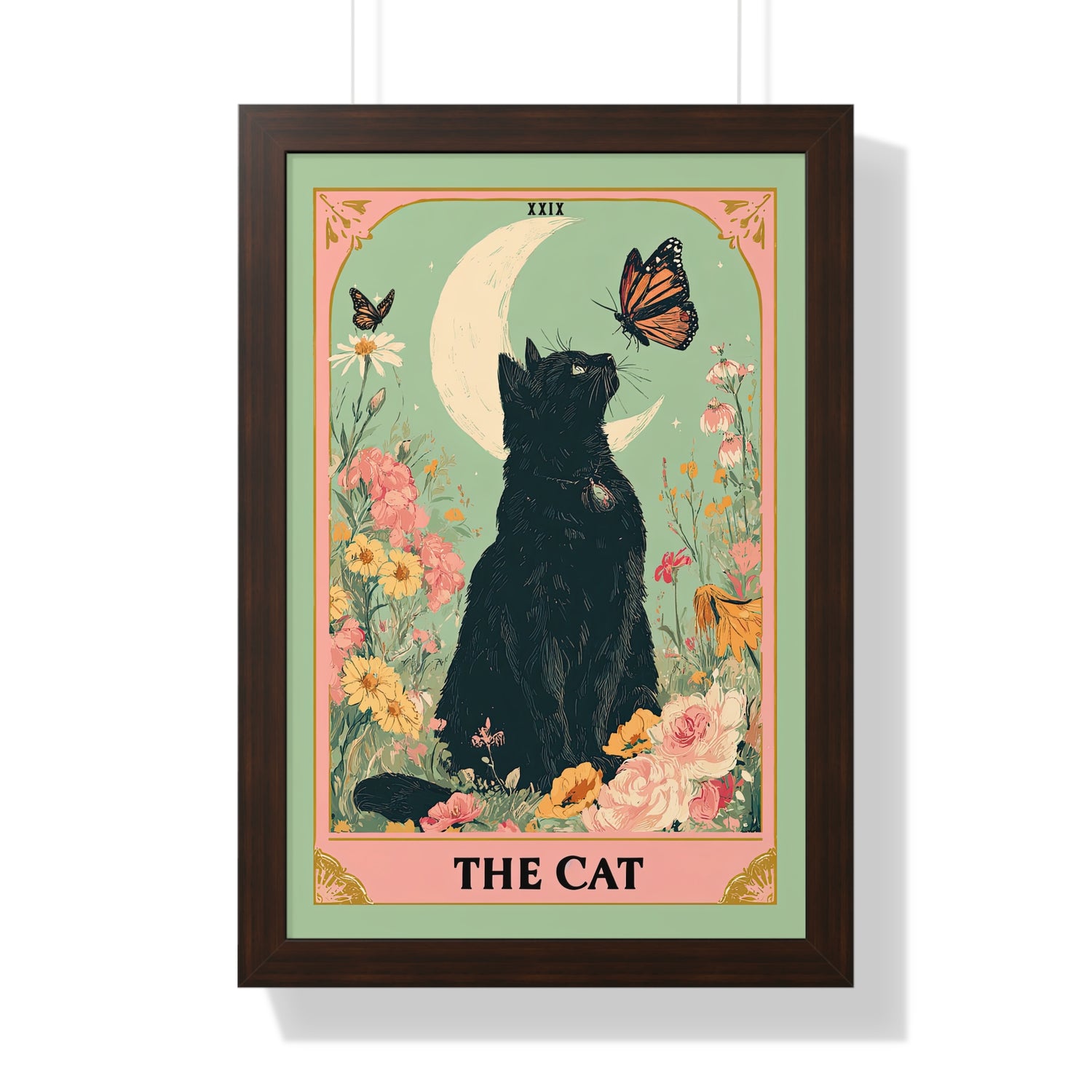Framed Paper Print - Moonlight Familiar Tarot Cat