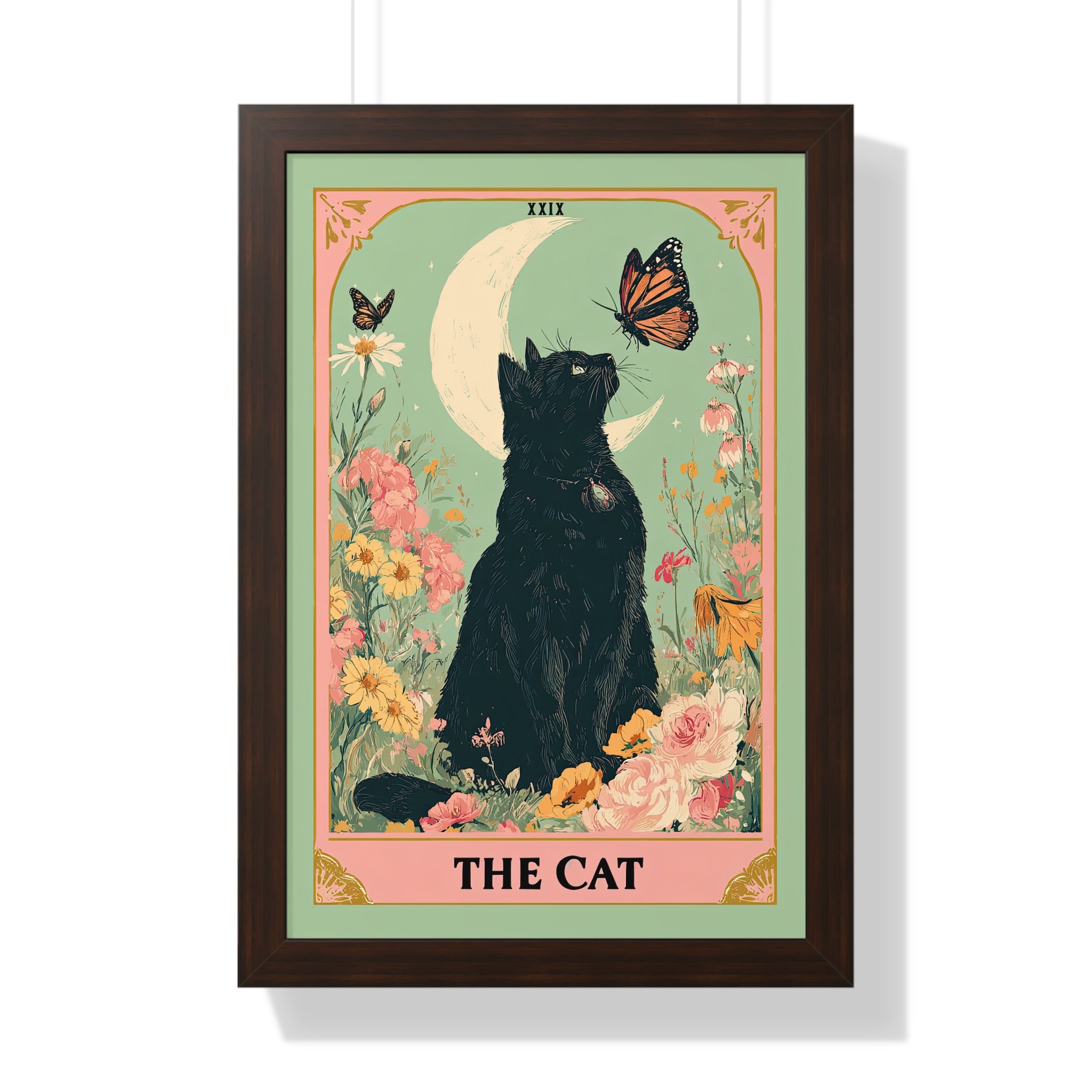 Framed Paper Print - Moonlight Familiar Tarot Cat