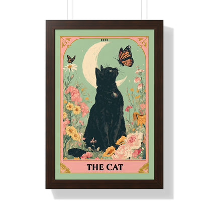 Framed Paper Print - Moonlight Familiar Tarot Cat