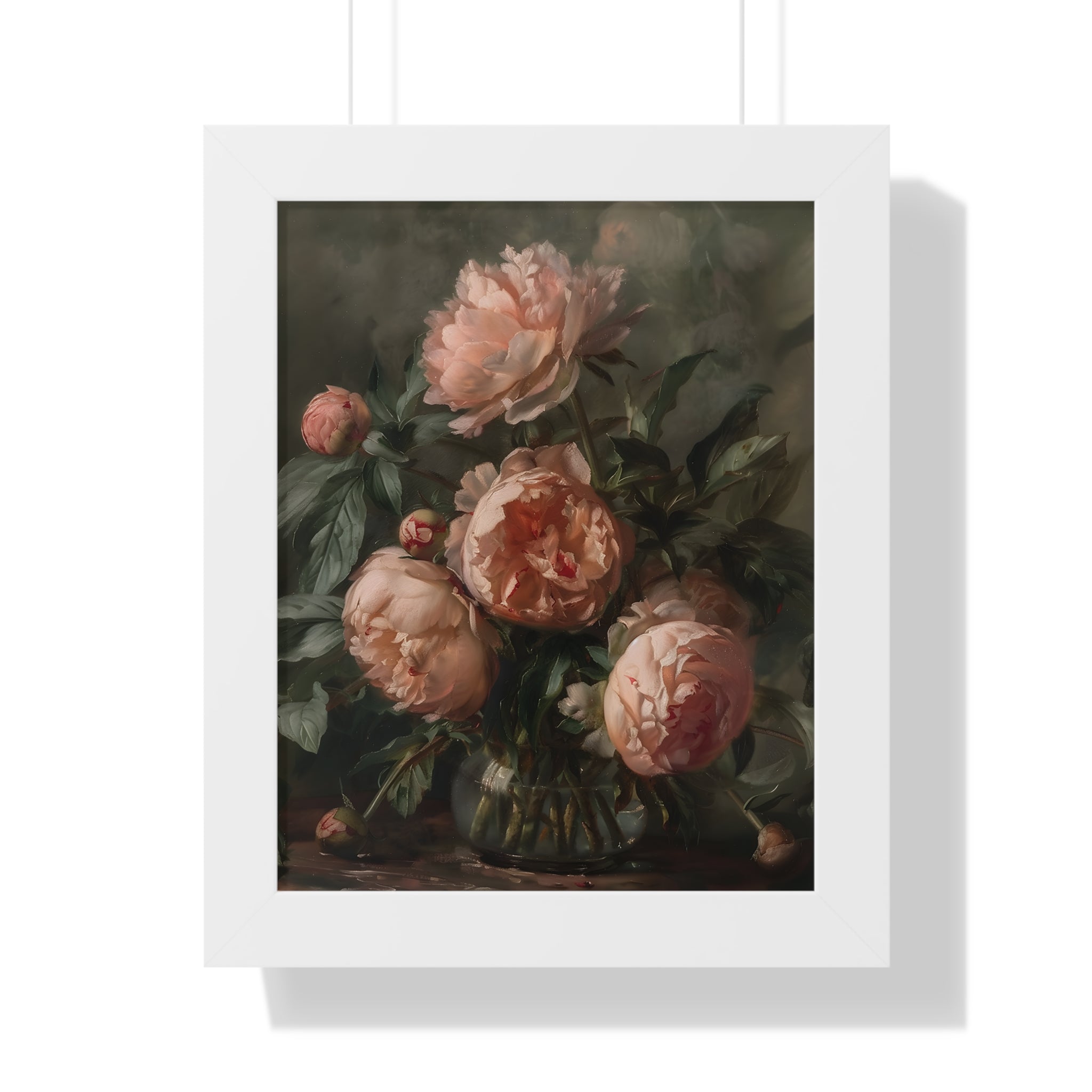 Framed Paper Print - Vintage Blush Peony Bouquet