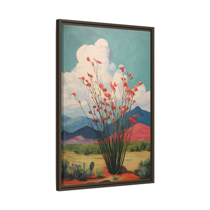 Framed Canvas - Ocotillo Cactus Desert Bloom