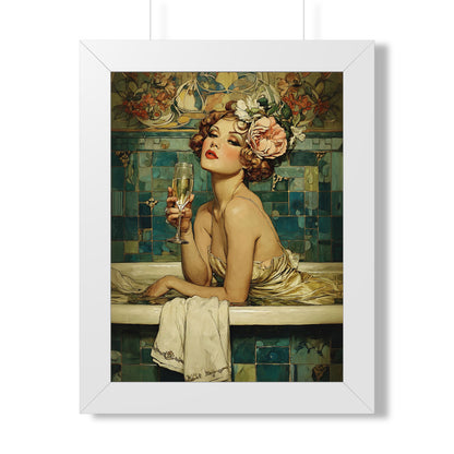 Framed Paper Print - Champagne Bathtub Coquette