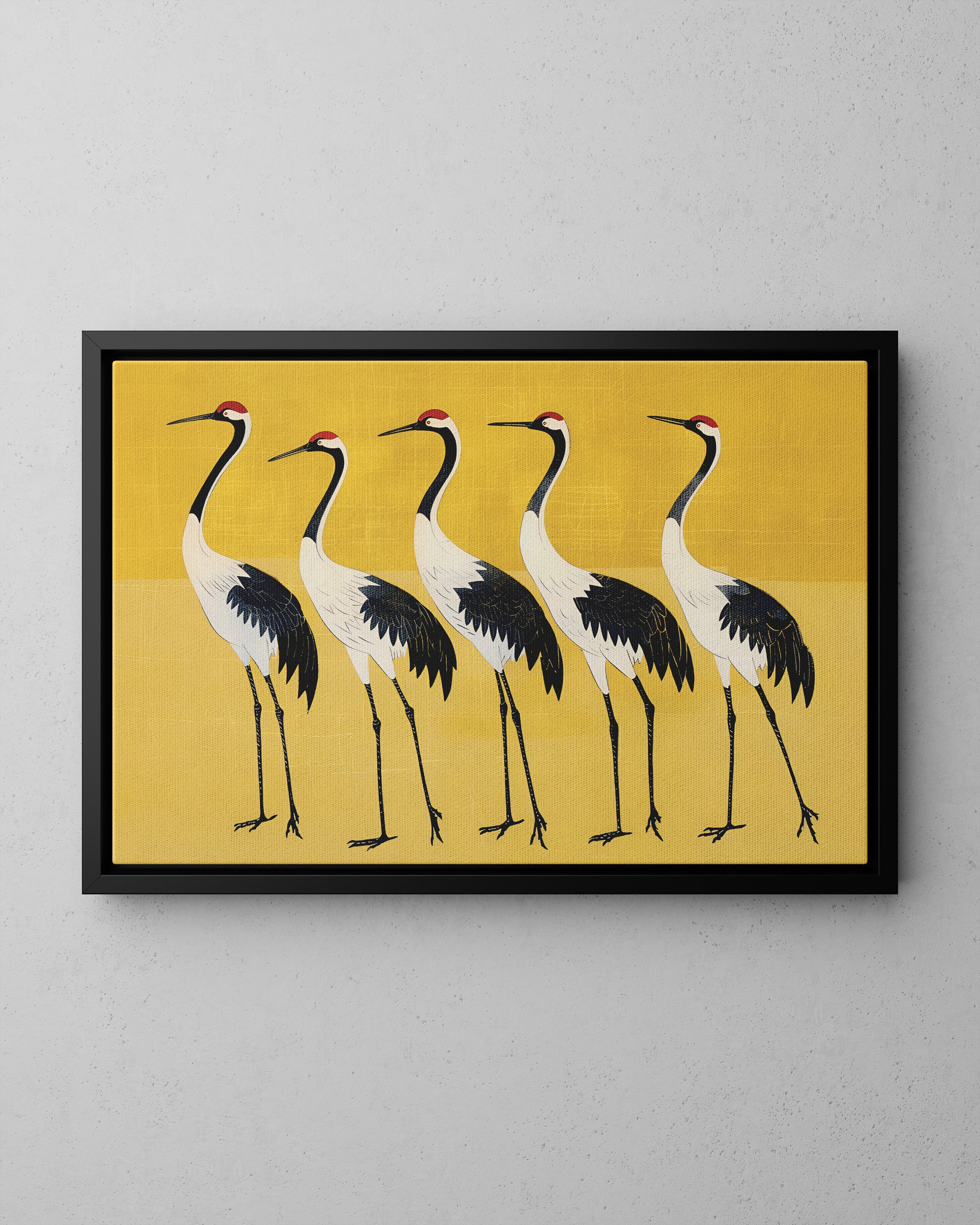 Framed Canvas - Golden Parade of Cranes