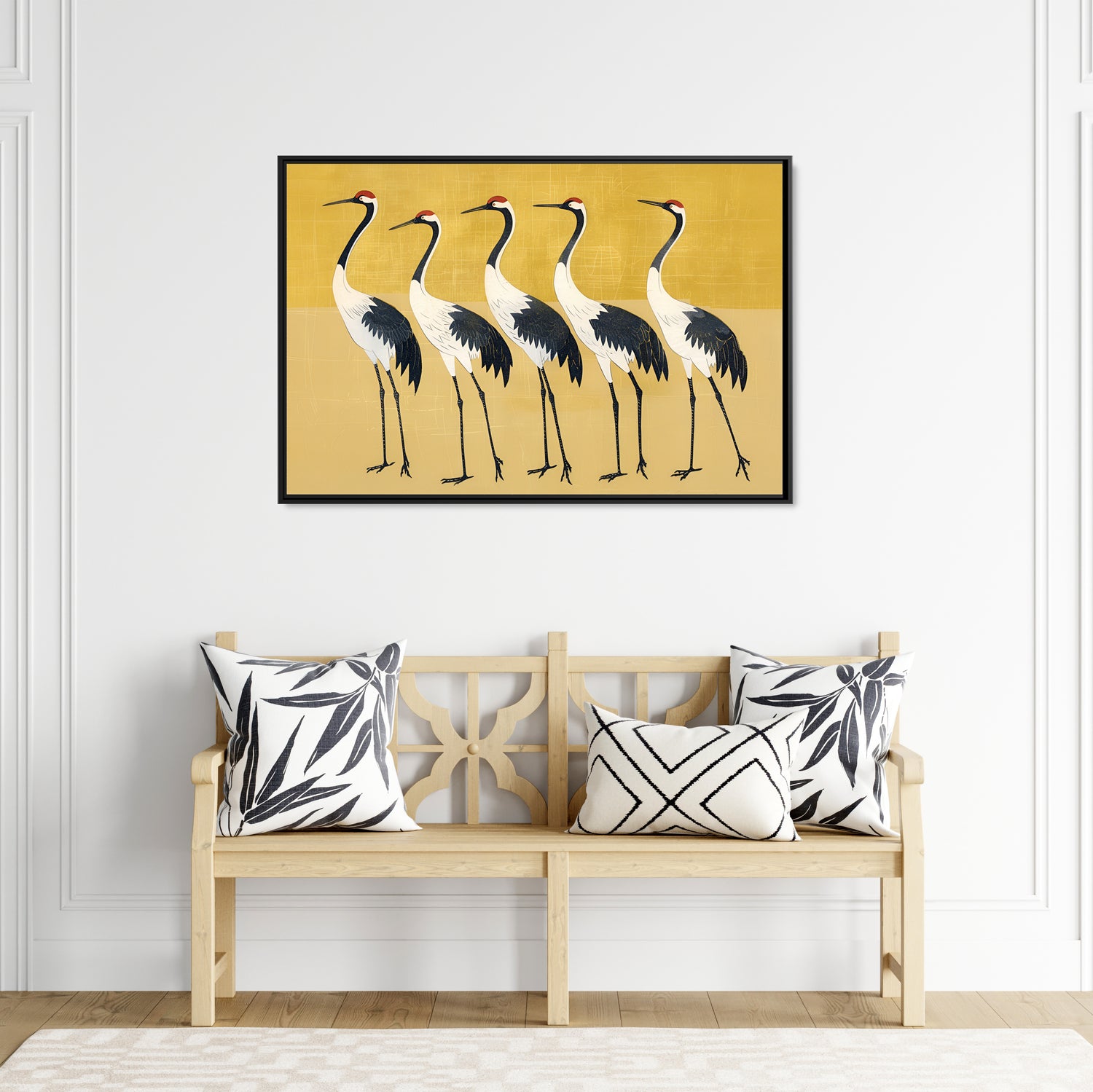 Framed Canvas - Golden Parade of Cranes