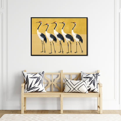 Framed Canvas - Golden Parade of Cranes