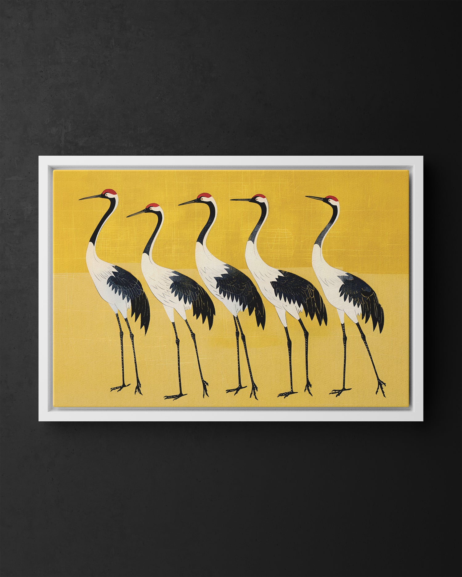 Framed Canvas - Golden Parade of Cranes