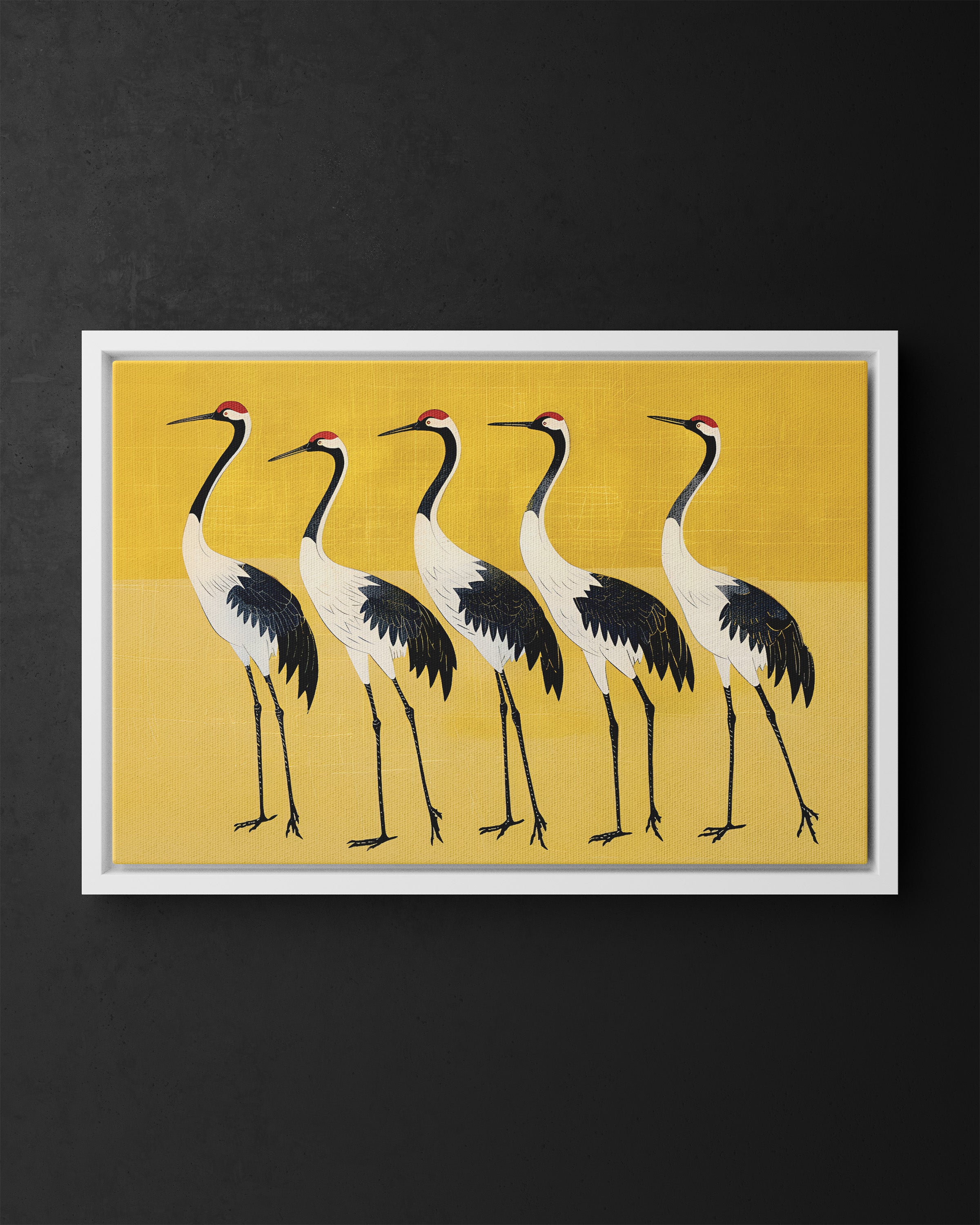 Framed Canvas - Golden Parade of Cranes