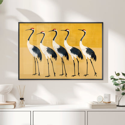 Framed Paper Print - Golden Parade of Cranes