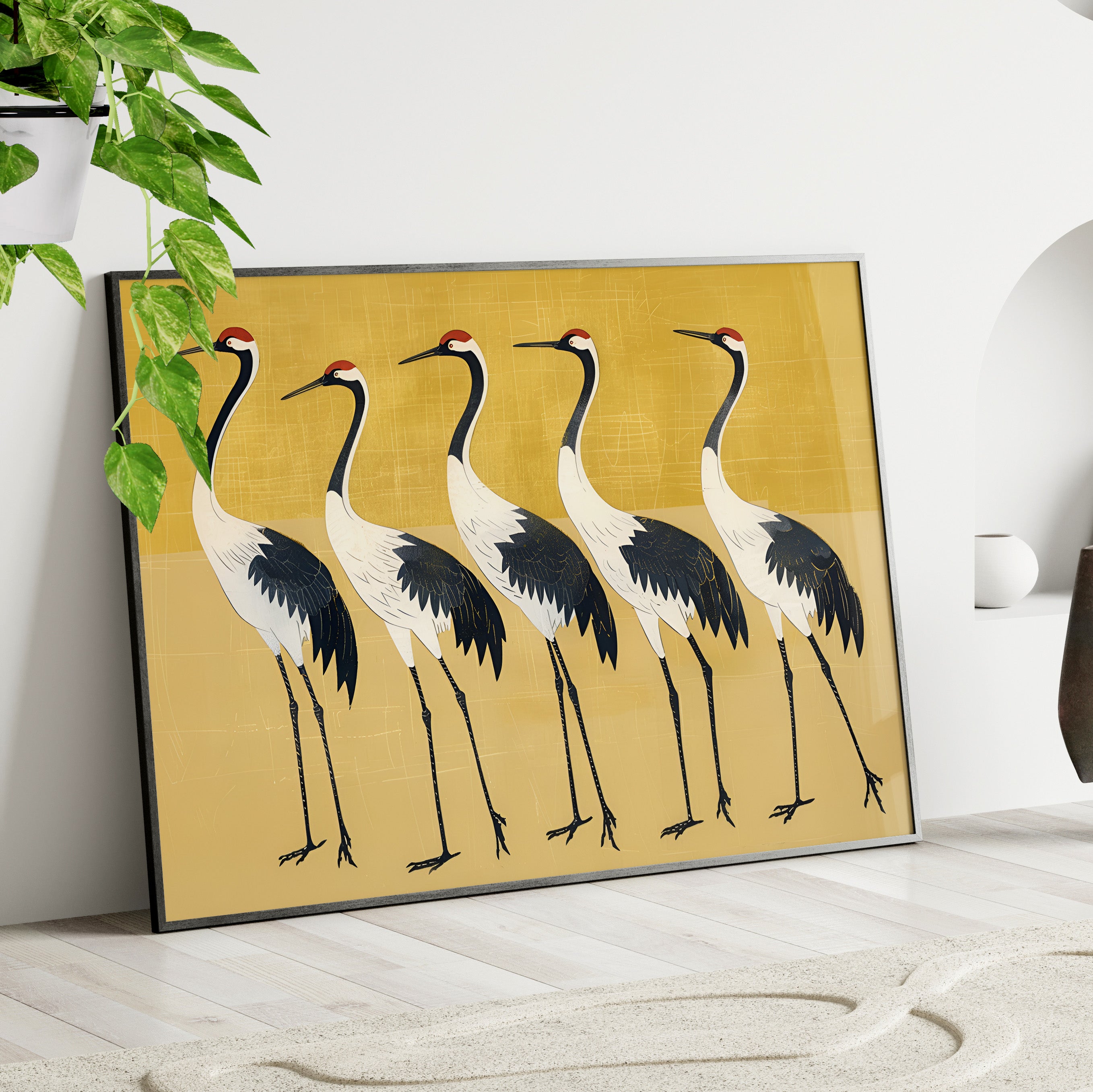 Framed Paper Print - Golden Parade of Cranes