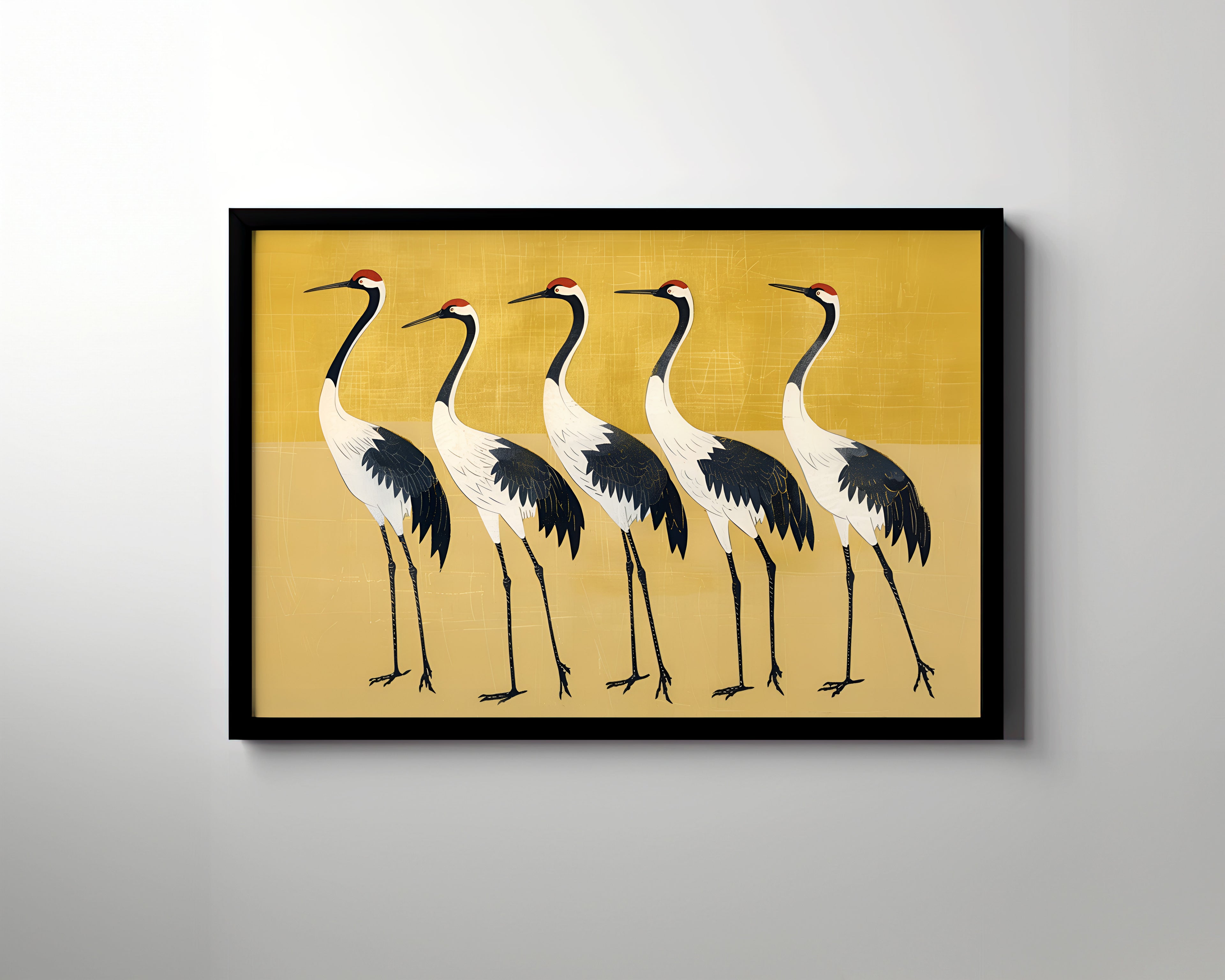 Framed Paper Print - Golden Parade of Cranes