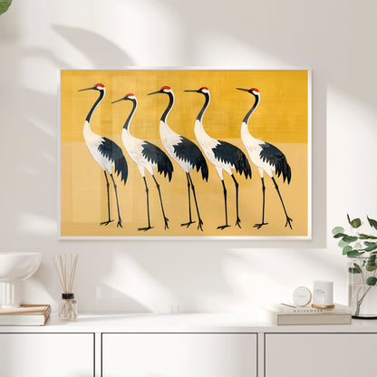 Framed Paper Print - Golden Parade of Cranes