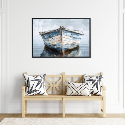Framed Canvas - Weathered Harbor Boat