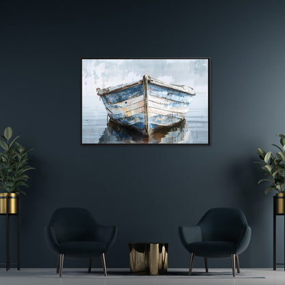 Framed Canvas - Weathered Harbor Boat